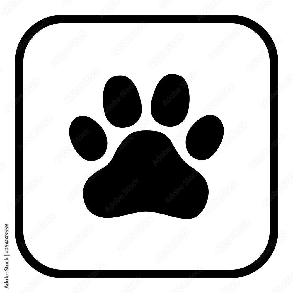 Illustration of a square application button with an animal footprint. Illustration of a square application button with an animal footprint.