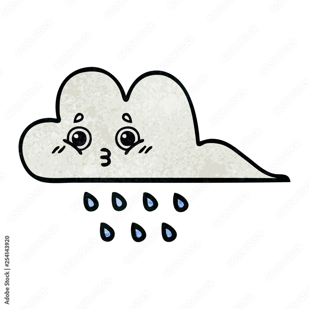 retro grunge texture cartoon rain cloud retro grunge texture cartoon rain cloud