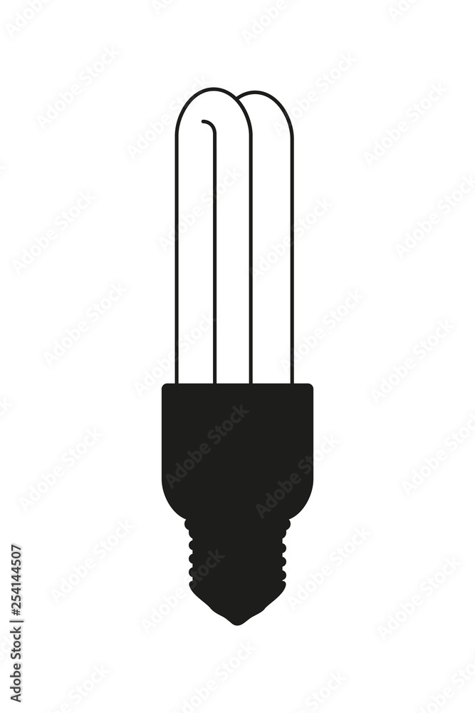 Black and white fluorescent light bulb