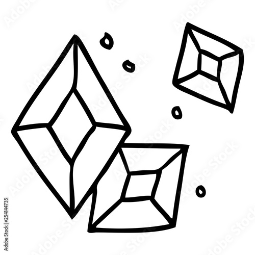 line drawing doodle of some ruby gems