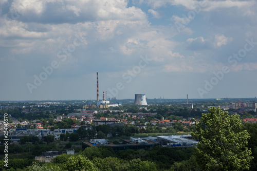 View from Krakus mound on the Cracow city, Malopolska, Poland