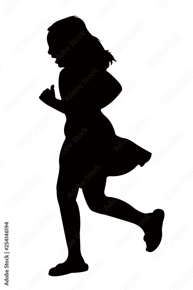 girl running silhouette vector