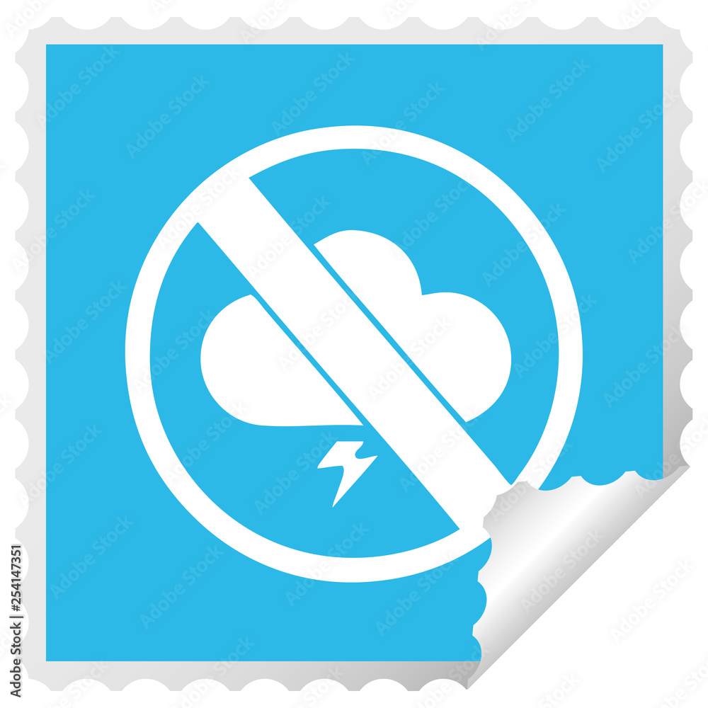 square peeling sticker cartoon no storms allowed sign square peeling sticker cartoon no storms allowed sign