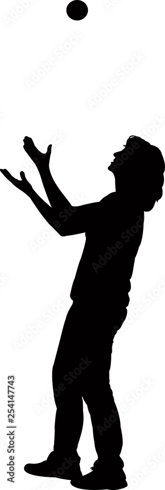 a juggler woman perfoming silhouette vector