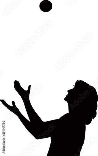 a juggler woman perfoming silhouette vector