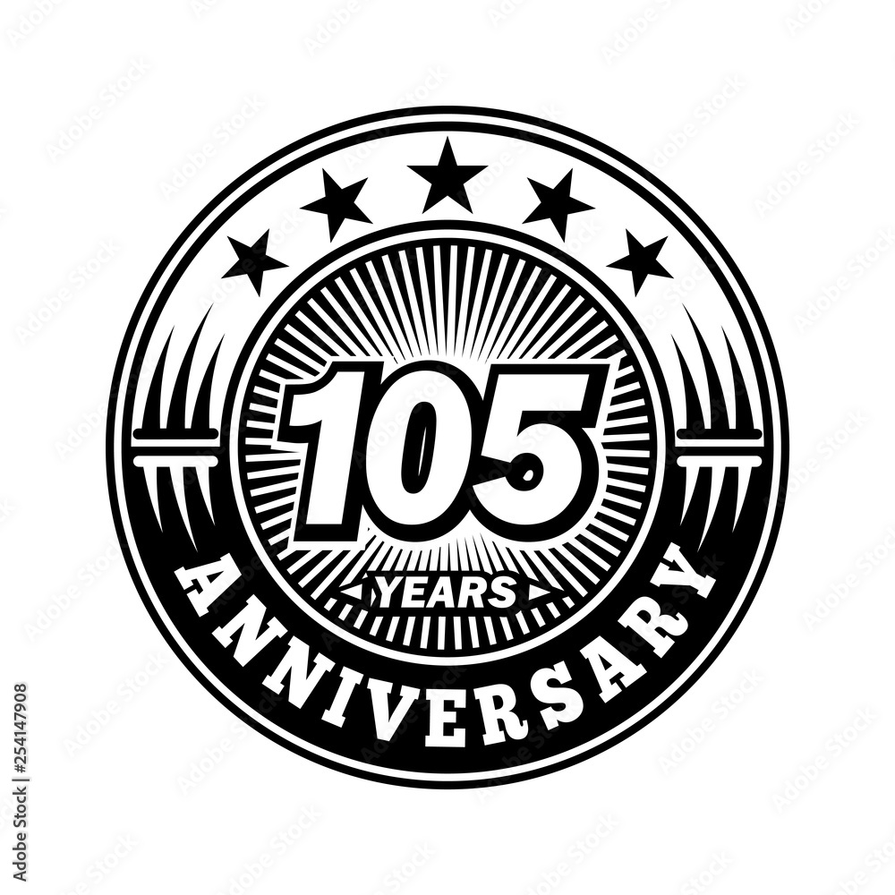 105 years anniversary. Anniversary logo design. Vector and illustration.