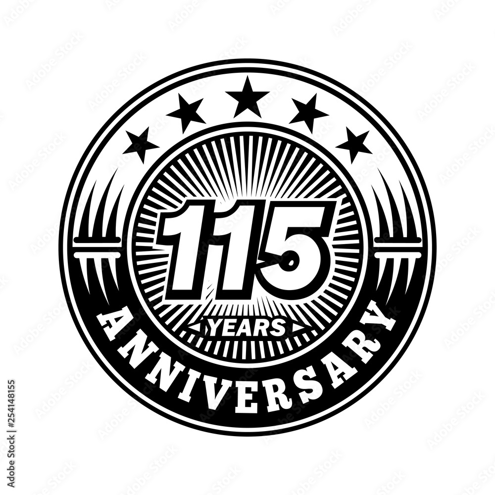 115 years anniversary. Anniversary logo design. Vector and illustration.