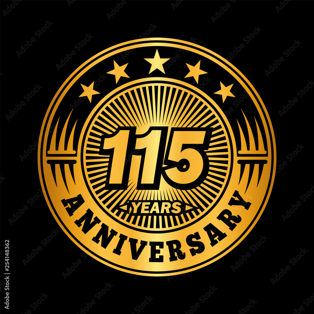 115 years anniversary. Anniversary logo design. Vector and illustration.
