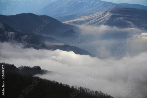 Landscape mountains and trees on the plateau of Lago Naki photo