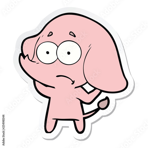 sticker of a cartoon unsure elephant