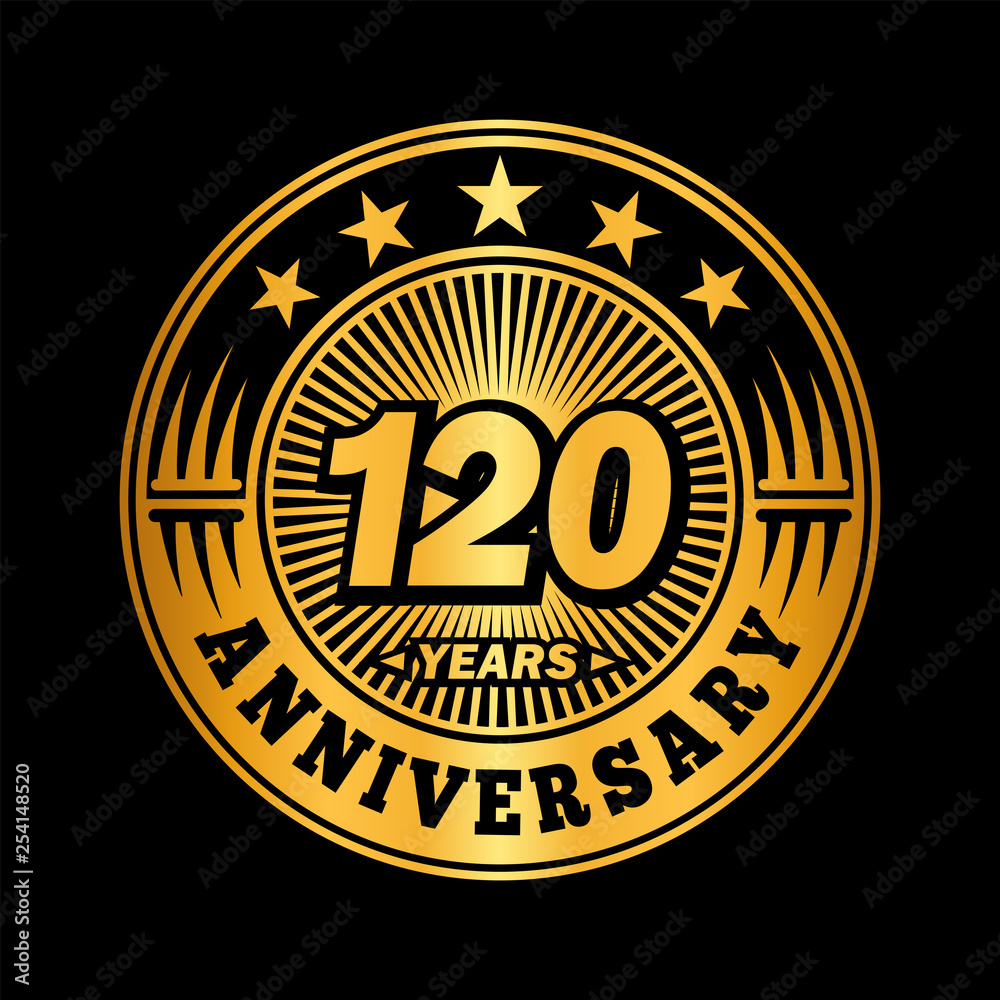 120 years anniversary. Anniversary logo design. Vector and illustration.