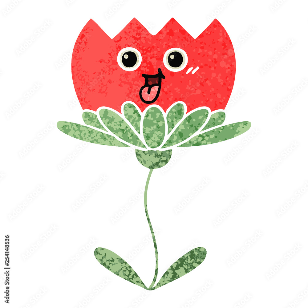 retro illustration style cartoon flower retro illustration style cartoon flower