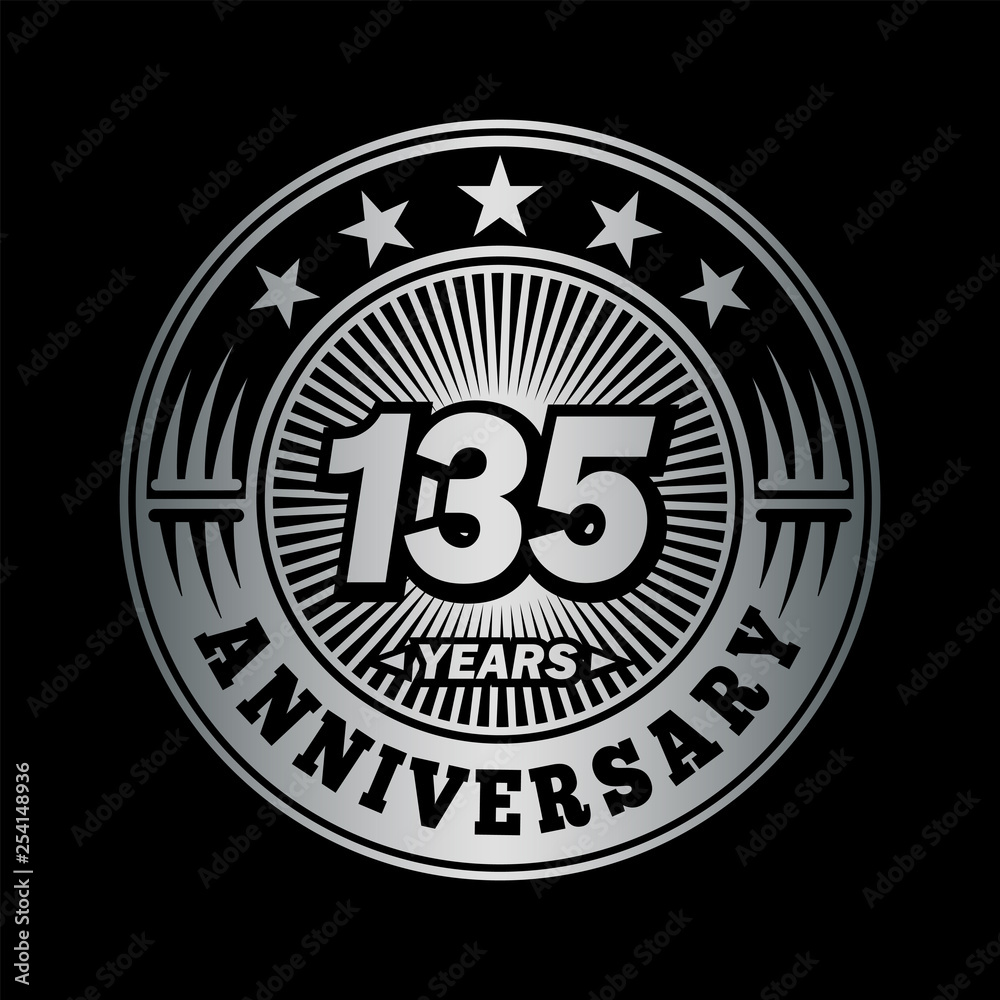 135 years anniversary. Anniversary logo design. Vector and illustration.
