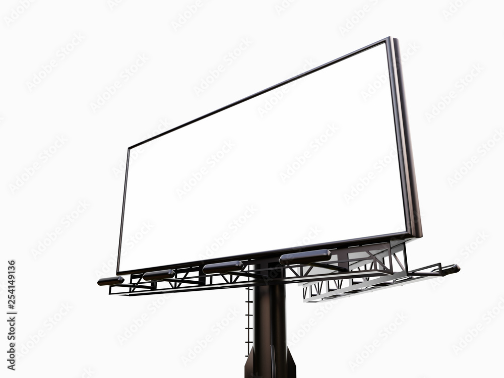 Obraz premium 3D rendering of blank billboard (empty advertisement) isolated on white background - mock up template