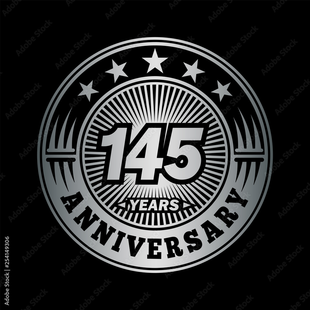 145 years anniversary. Anniversary logo design. Vector and illustration.