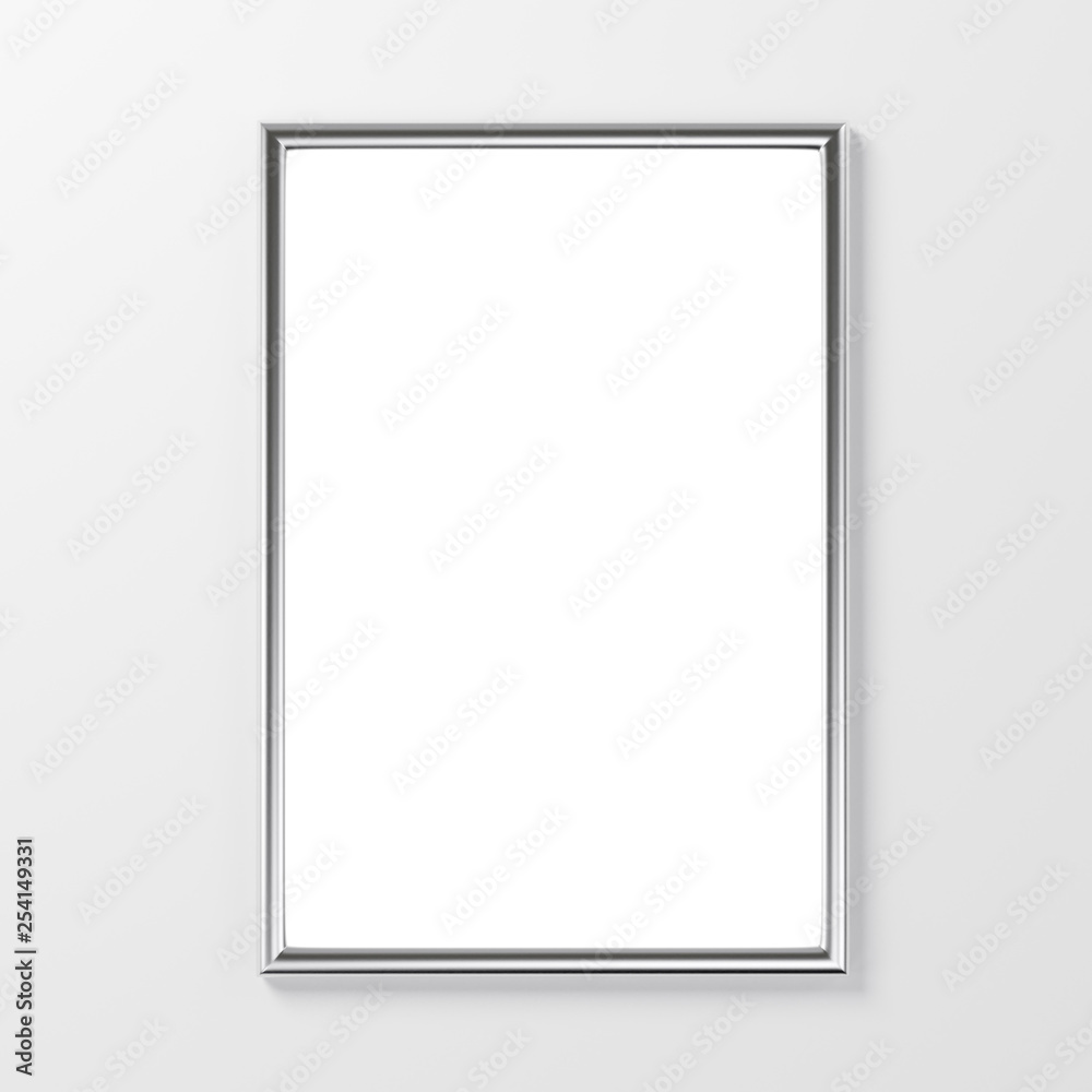 Obraz Empty advertising poster (banner) - mockup template on gray background. 3D rendering