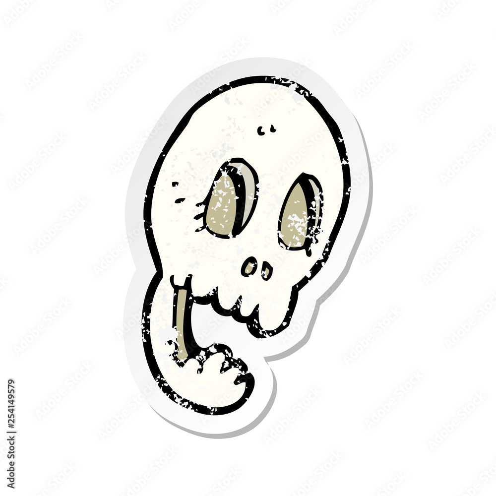 retro distressed sticker of a funny cartoon skull retro distressed sticker of a funny cartoon skull