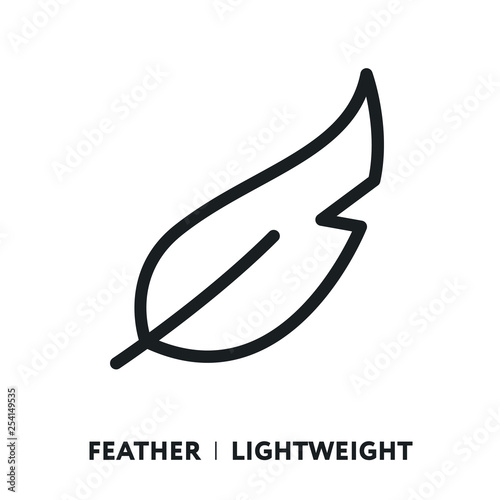 Bird Feather Light Weight. Vector Flat Line Stroke Icon.