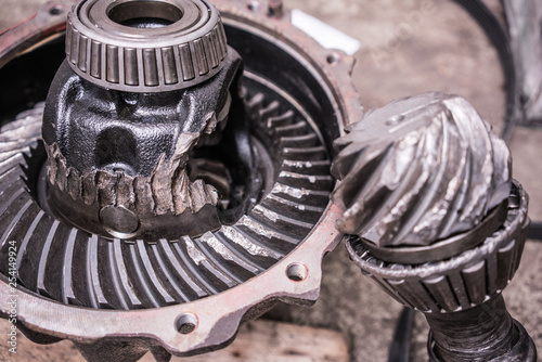 damaged gears. differential. photo