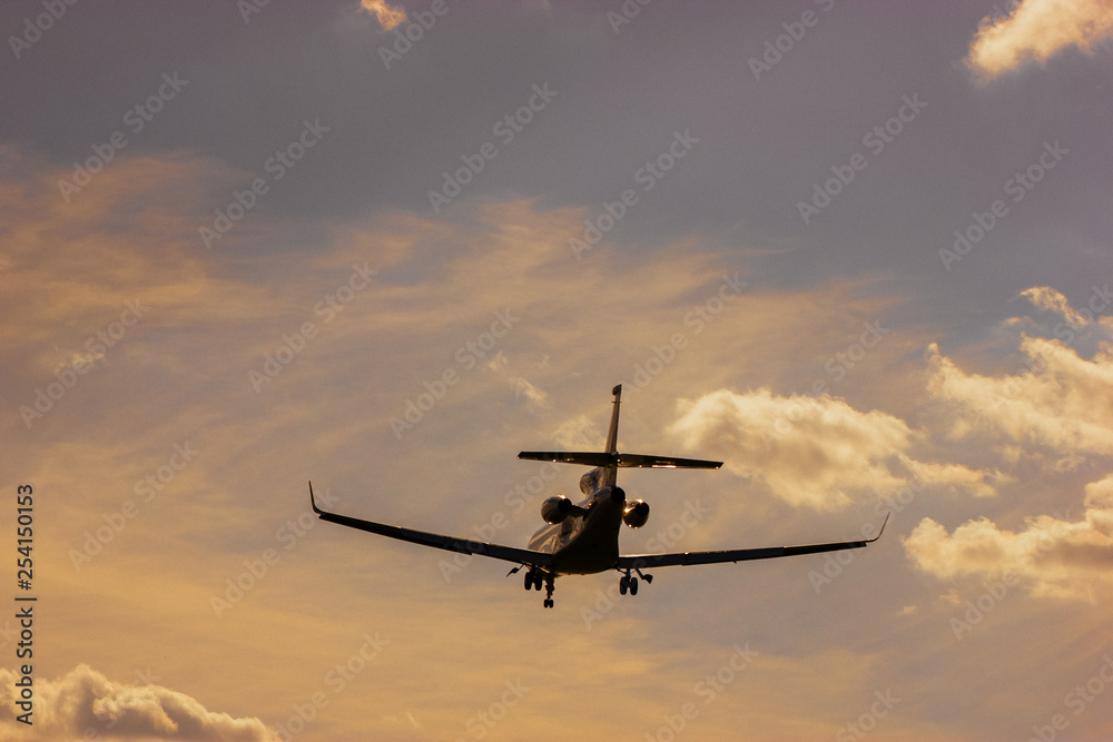 Passenger aircraft landing gear landing at the airport