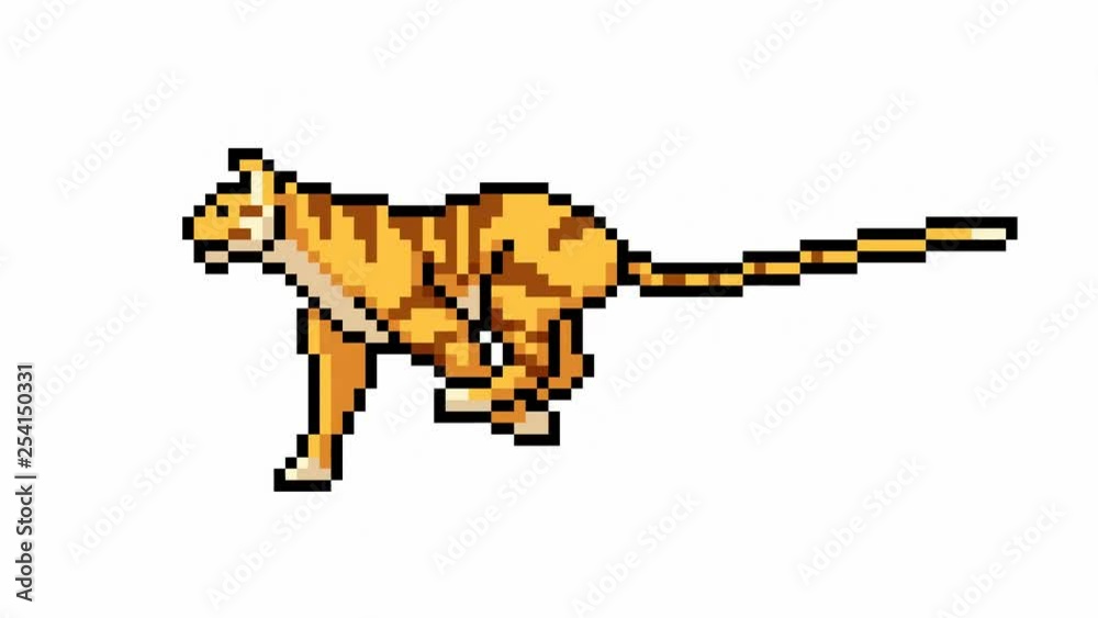 animation pixel art cartoon tiger run loop