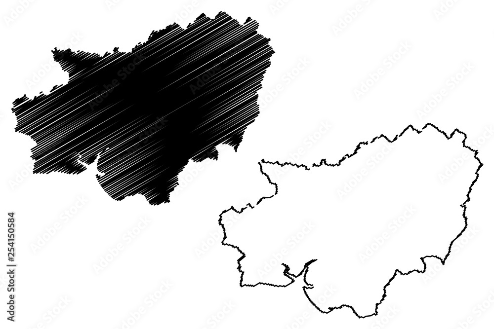 Carmarthenshire (United Kingdom, Wales, Cymru, Principal areas of Wales) map vector illustration, scribble sketch County of Carmarthenshire map