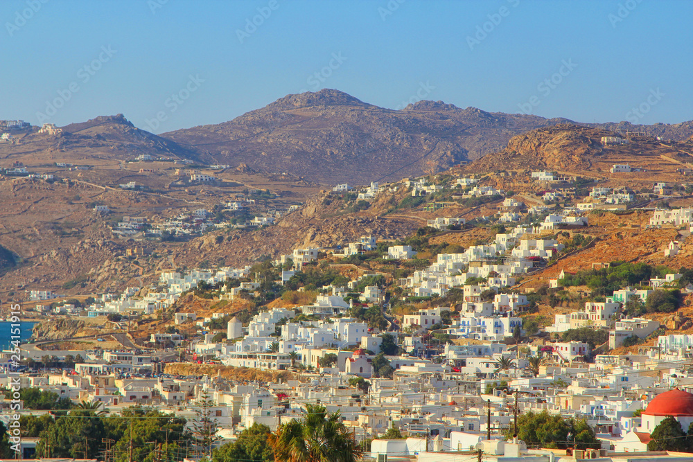 view of the old city on the island of Mykonos, Greece