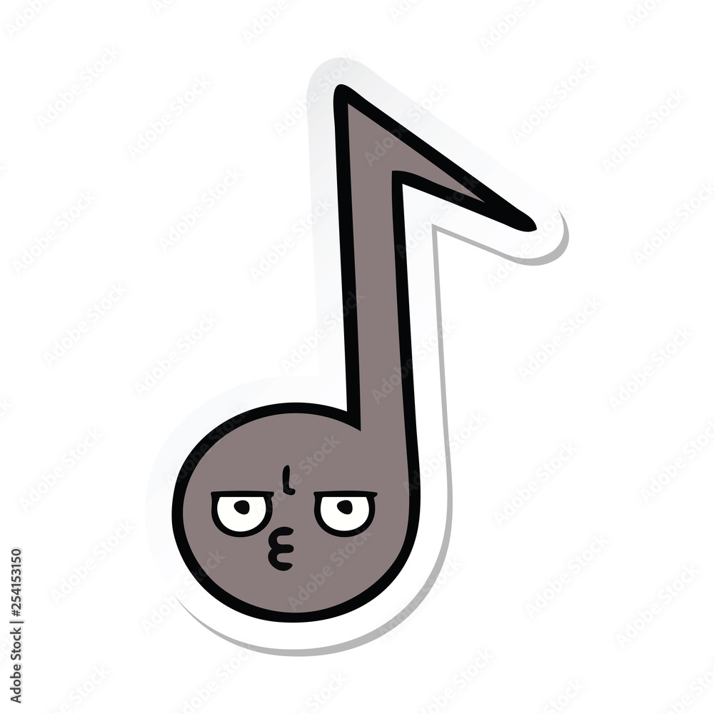 sticker of a cute cartoon musical note sticker of a cute cartoon musical note