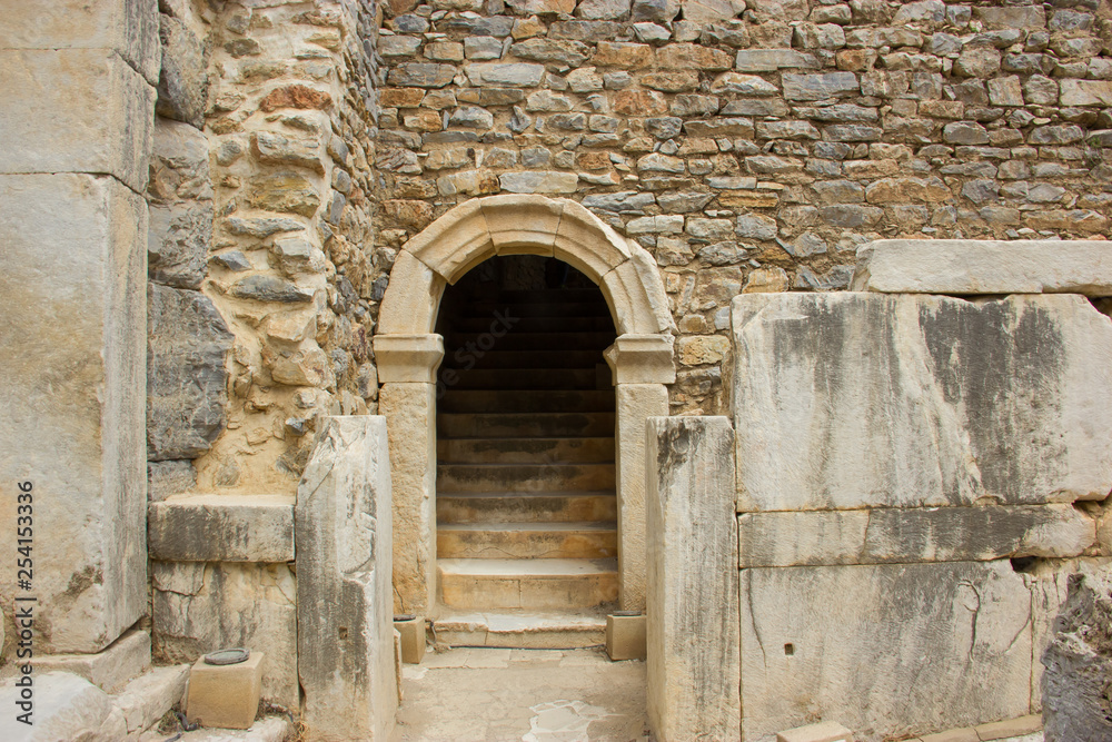 Arch staircase entrance to the ancient amphitheater ruins of the ancient city Arch staircase entrance to the ancient amphitheater ruins of the ancient city