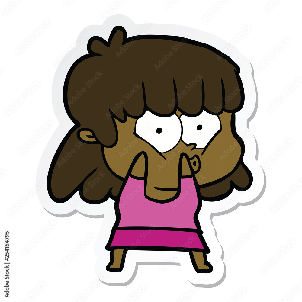 sticker of a cartoon whistling girl sticker of a cartoon whistling girl
