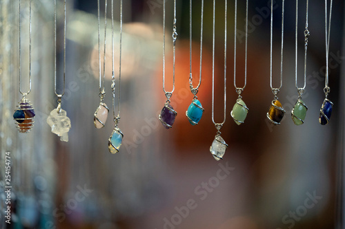 many stone pendant at the market