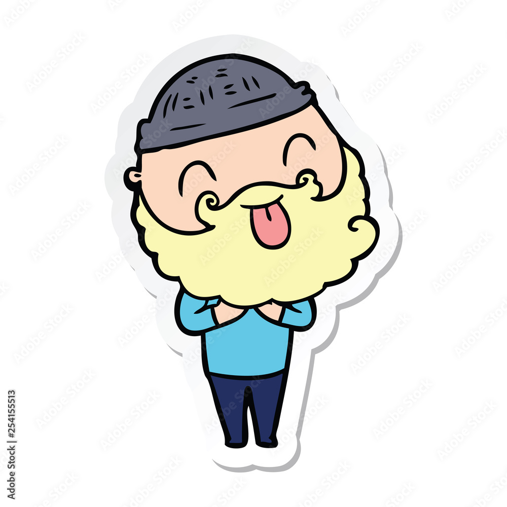 sticker of a man with beard sticking out tongue sticker of a man with beard sticking out tongue