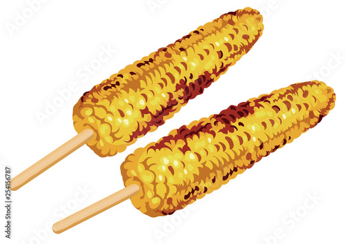焼きトウモロコシのイラストセット