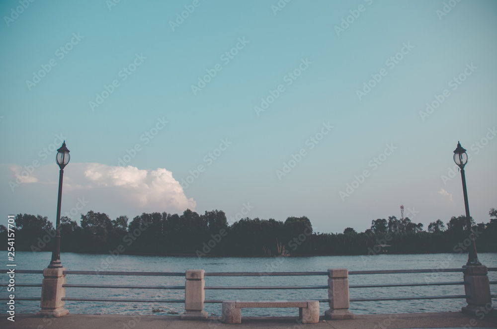 The mangrove forest on the river prevents water erosion.Parks Chachoengsao.Important rivers in Thailand.