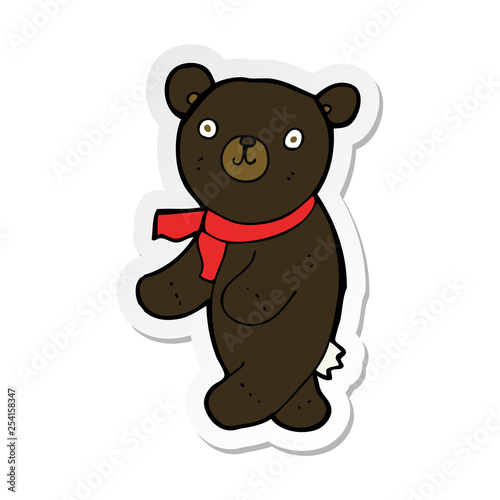 sticker of a cute cartoon black teddy bear