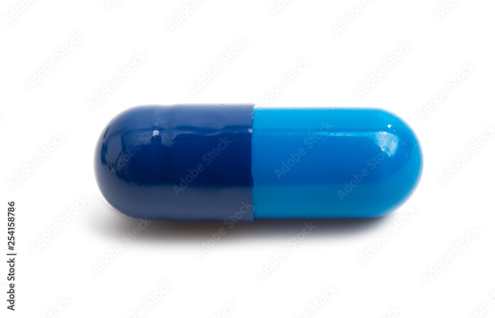 blue capsules isolated