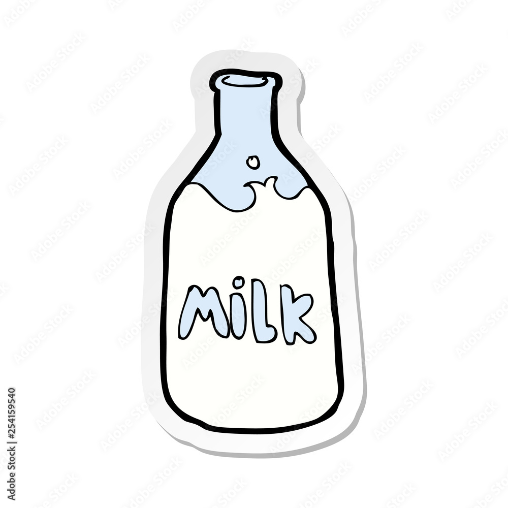 sticker of a cartoon bottle of milk sticker of a cartoon bottle of milk