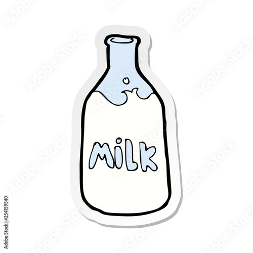 sticker of a cartoon bottle of milk