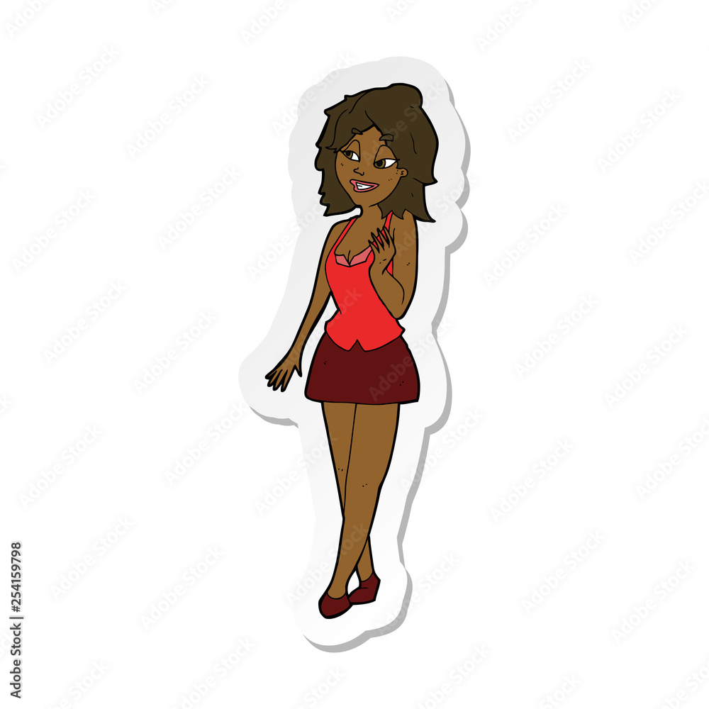 sticker of a cartoon attractive office woman sticker of a cartoon attractive office woman