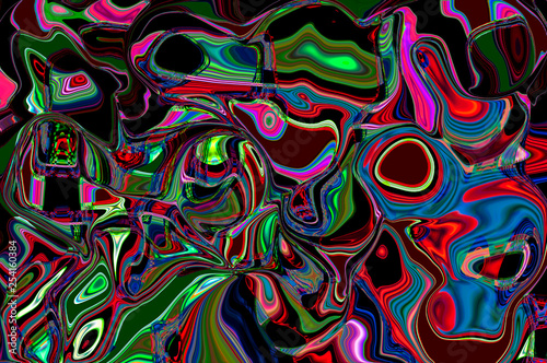 Psychedelic pattern in neon colors / Abstract background, psychedelic pattern in neon colors of a digital glitch. © ub-foto