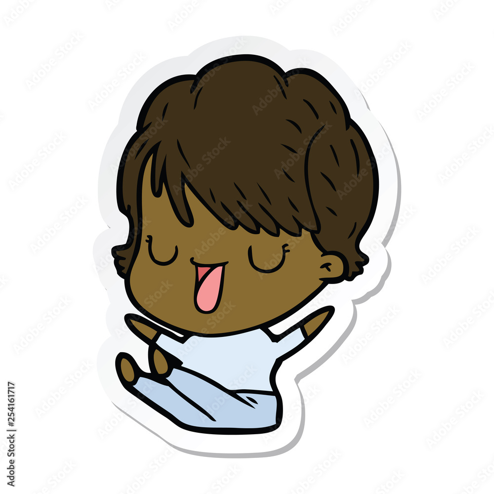 sticker of a cartoon woman talking