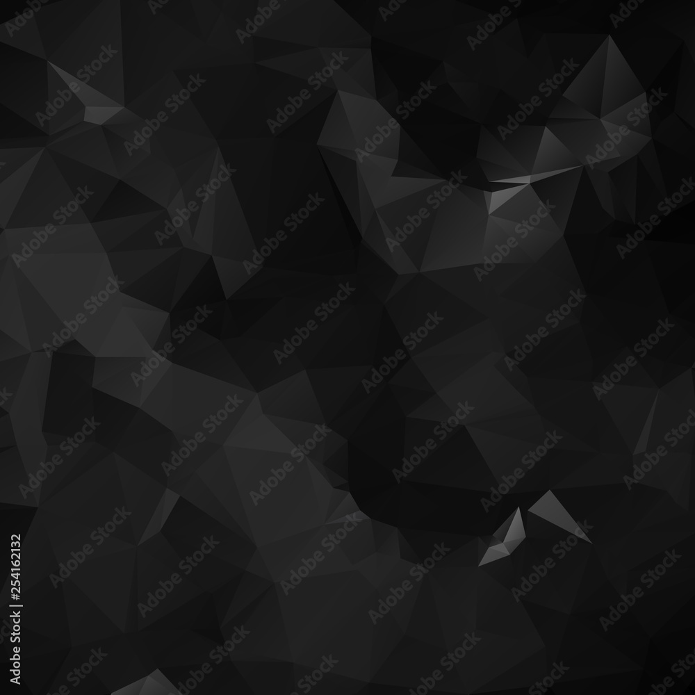 Fototapeta Polygonal shapes background, low poly triangles mosaic, black crystals backdrop, vector design wallpaper