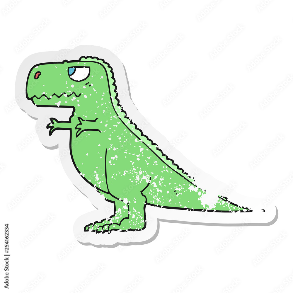 Naklejka premium distressed sticker of a cartoon dinosaur