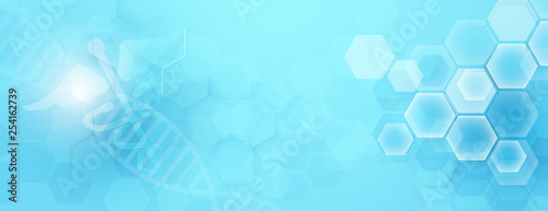 Caduceus symbol and Abstract geometric with medicine and science concept background