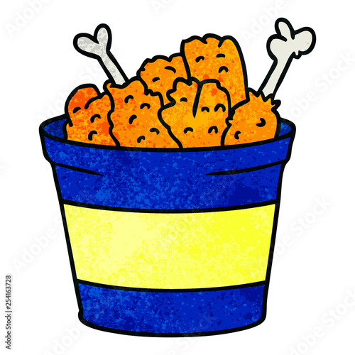 textured cartoon doodle bucket of fried chicken