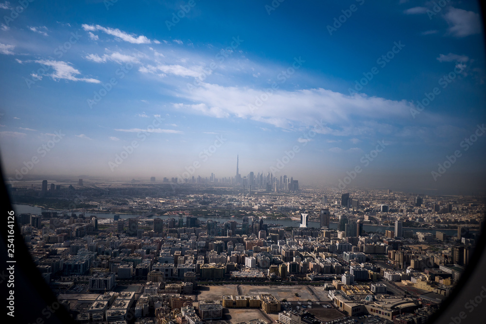 An aerial view of downtown Dubai