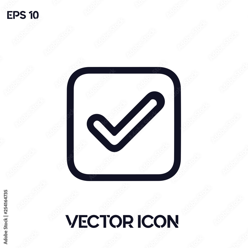 Check mark vector icon illustration. Ui/Ux. White background. Premium quality. Check mark vector icon illustration. Ui/Ux. White background. Premium quality.