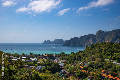 Panorama of Phi Phi don Thailand island, view point.