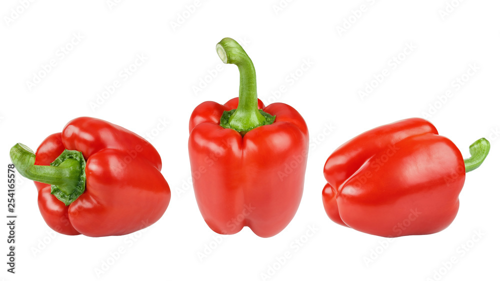 red bell pepper. set of three angles. Isolated on white background. advertising photo. red bell pepper. set of three angles. Isolated on white background. advertising photo.