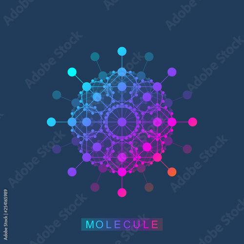 Molecule logo template icon, science genetics logotype, DNA helix. Genetic analysis, research biotech code DNA, molecules. Biotechnology genome chromosome. Vector illustration © TechSolution